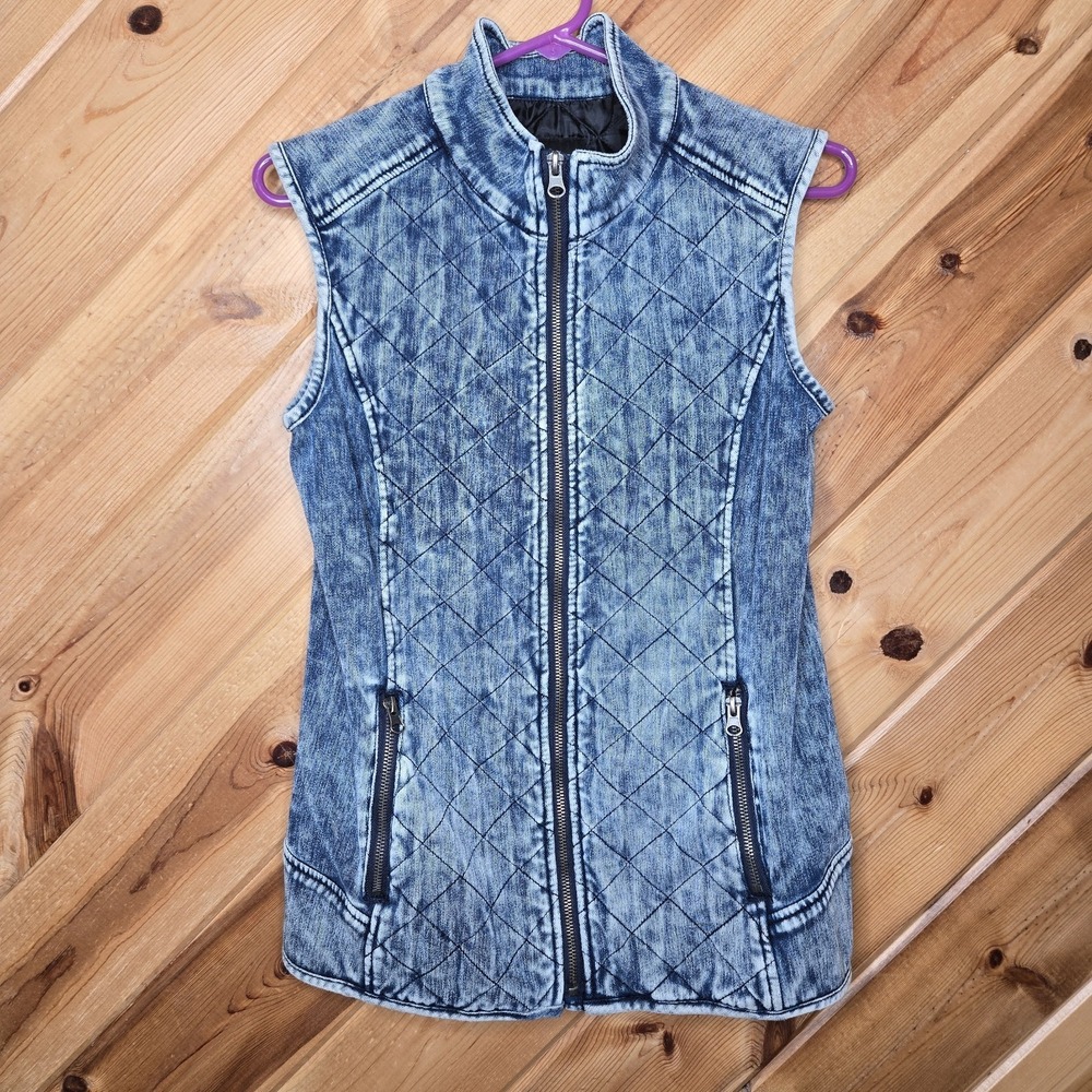 Liverpool Jeans Vest Womens Blue Jean Acid Wash Zip Up Size Small‎
